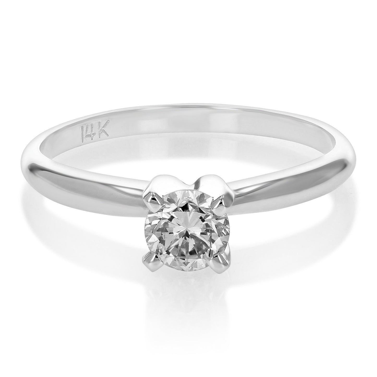 0.60 cttw SI2 H-I Diamond Solitaire Engagement Ring 14K White Gold Round